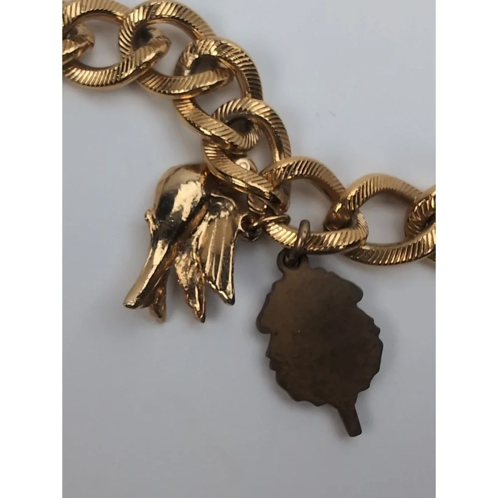 Vintage Monet Gold Tone Charm Bracelet W/Charms Classic Jewelry